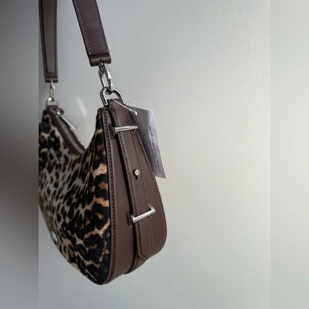 NWT Kate spade Liv Downtown Haircalf Shoulder & Crossbody hobo Bag Leopard KN018